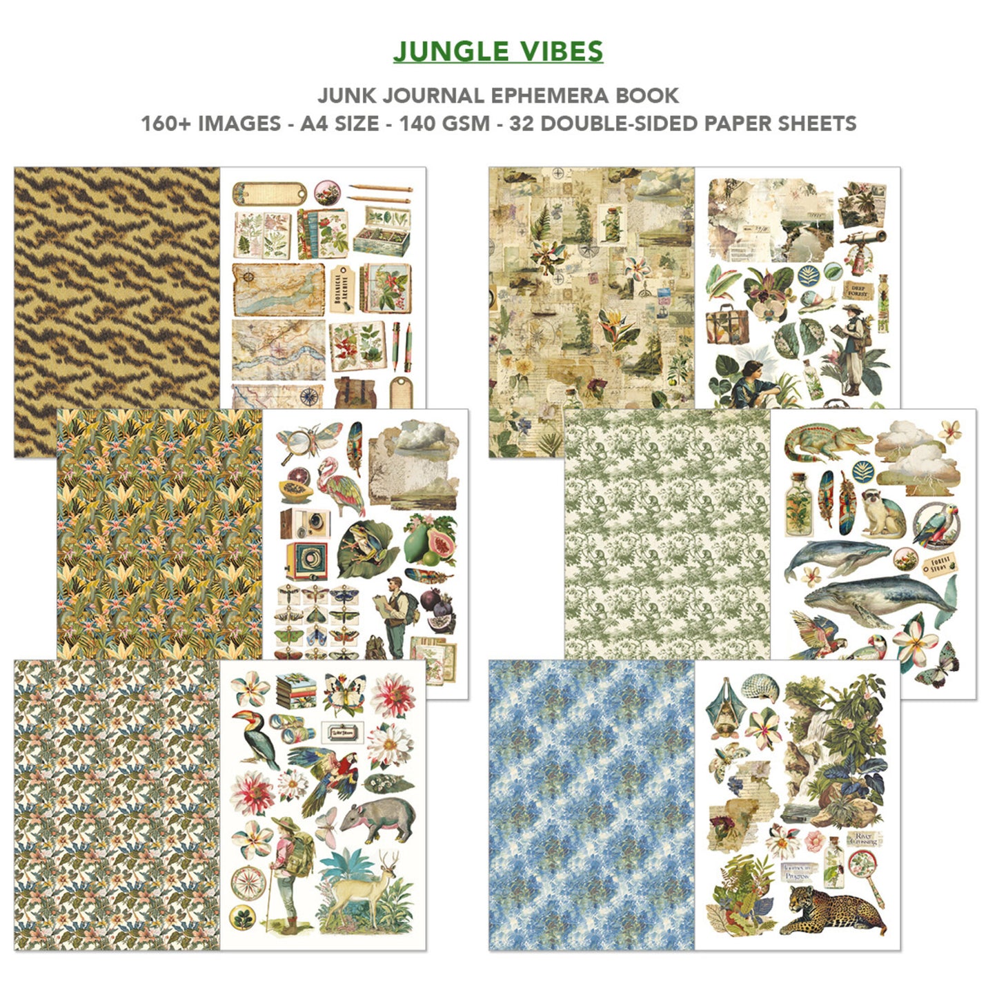 Ciao Bella Jungle Vibes A4 Junk Journal Ephemera Book (32pcs)
