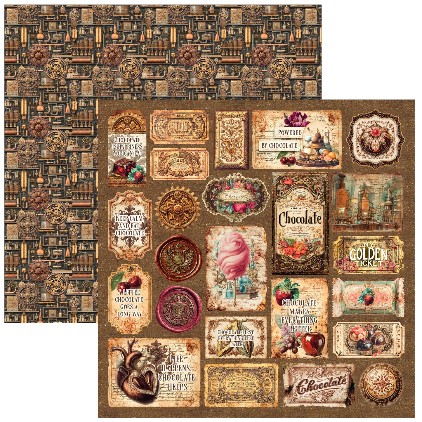 Ciao Bella The Chocolate Factory 12x12 Inch Patterns Pad (8pcs)