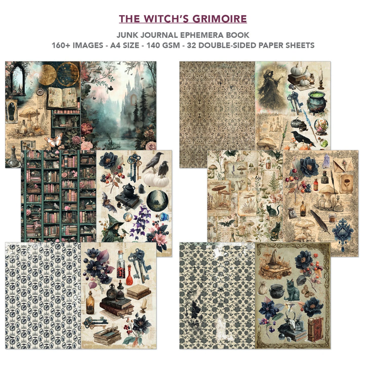 Ciao Bella The Witch's Grimoire A4 Junk Journal Ephemera Book (32pcs)