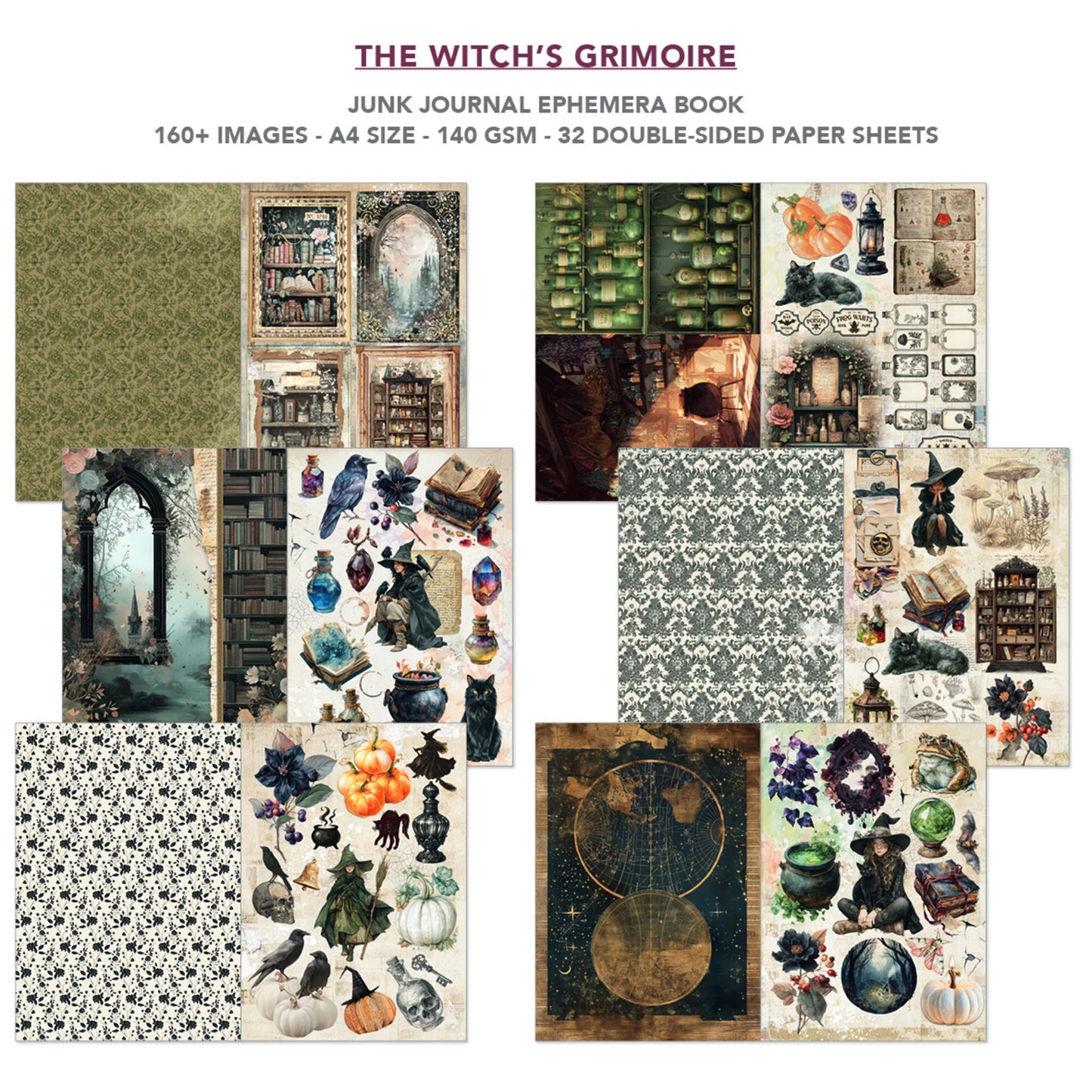 Ciao Bella The Witch's Grimoire A4 Junk Journal Ephemera Book (32pcs)
