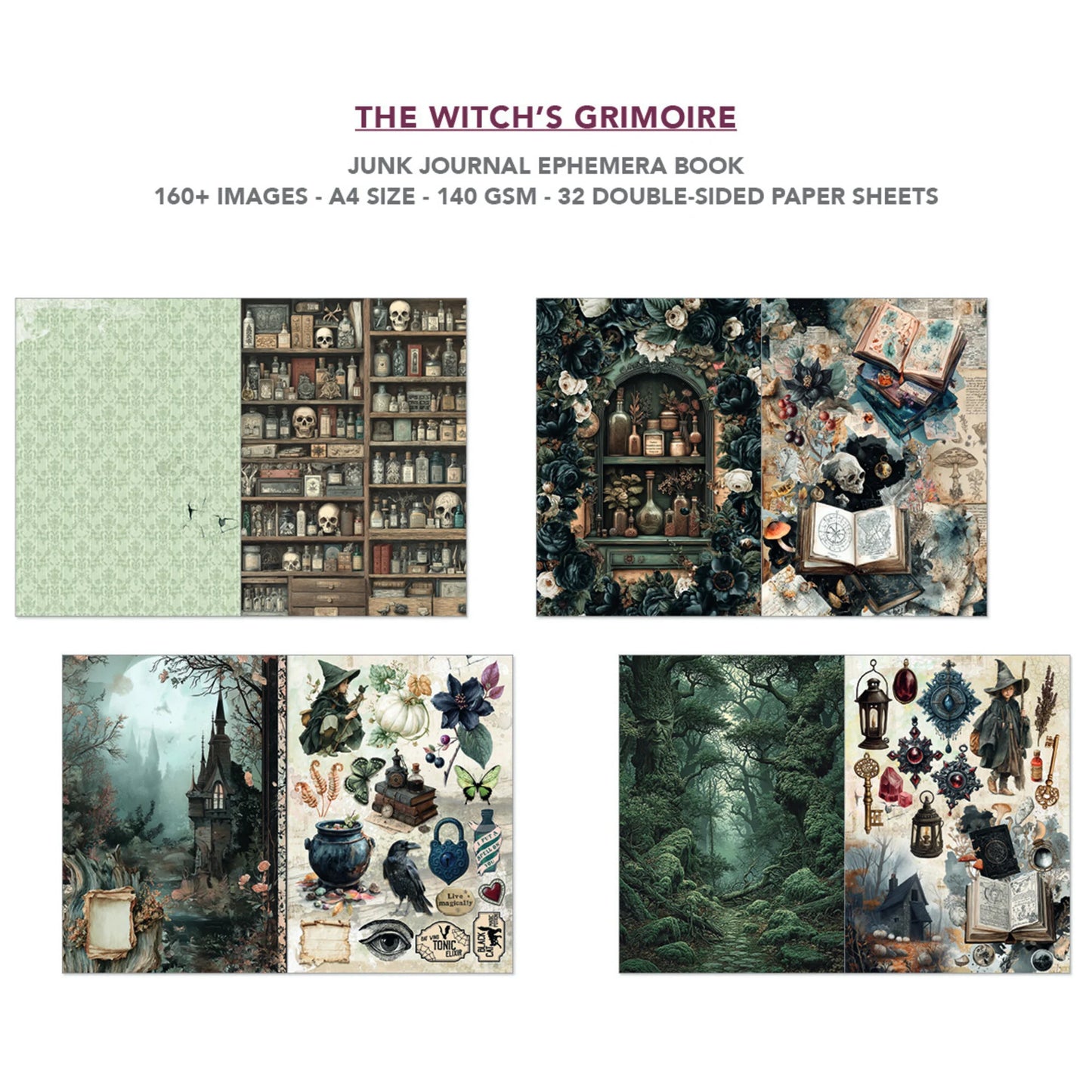 Ciao Bella The Witch's Grimoire A4 Junk Journal Ephemera Book (32pcs)