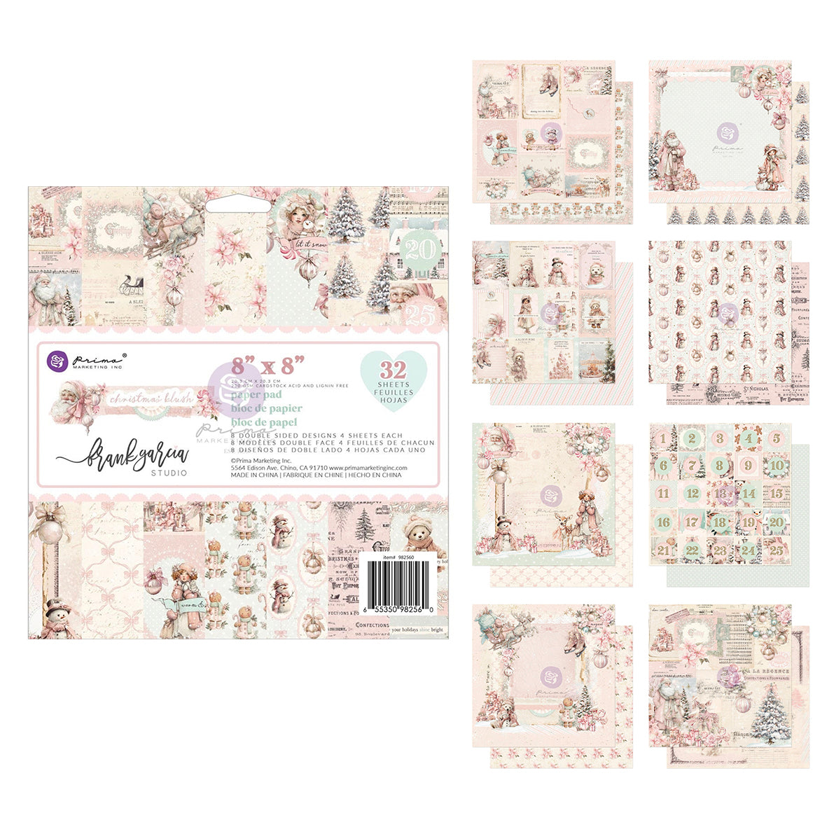 Prima Marketing Christmas Blush 8x8 Inch Paper Pad by Frank Garcia