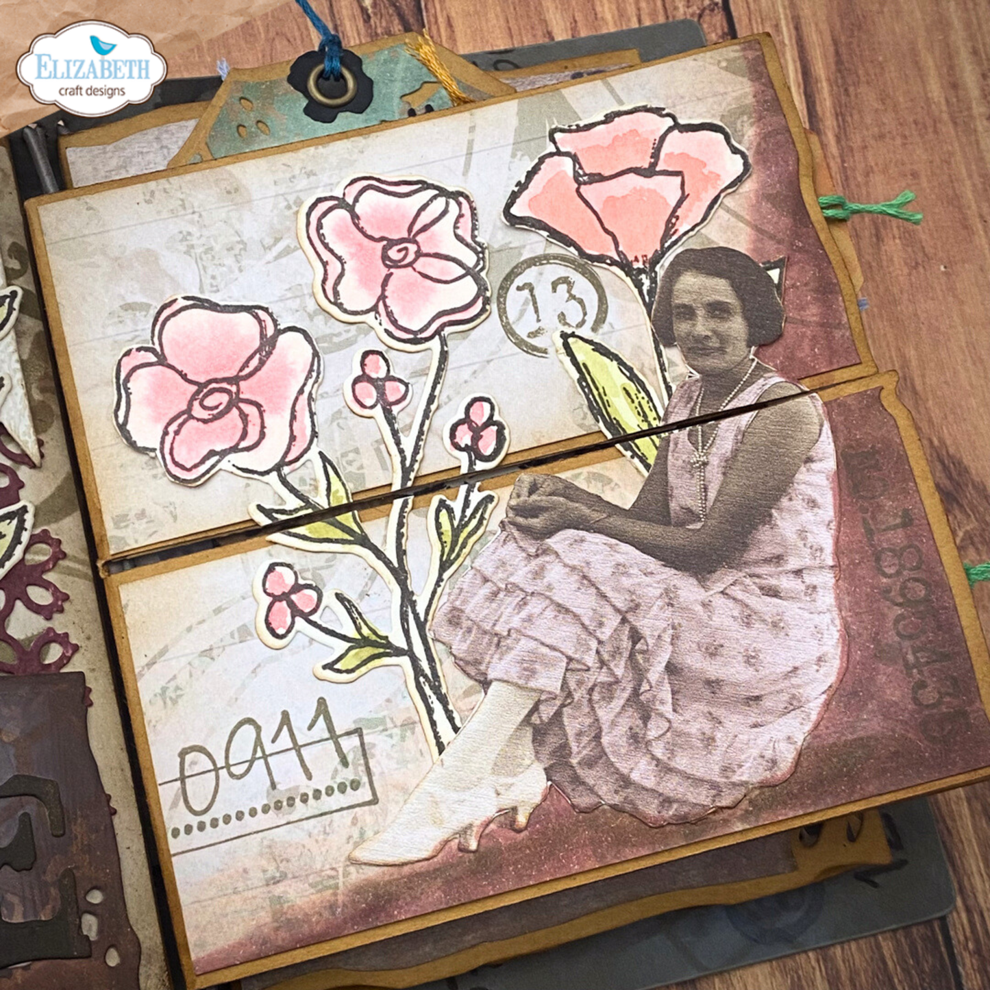 Elizabeth Craft Designs Hello You! Stamp and Die Set Flower Scribbles
