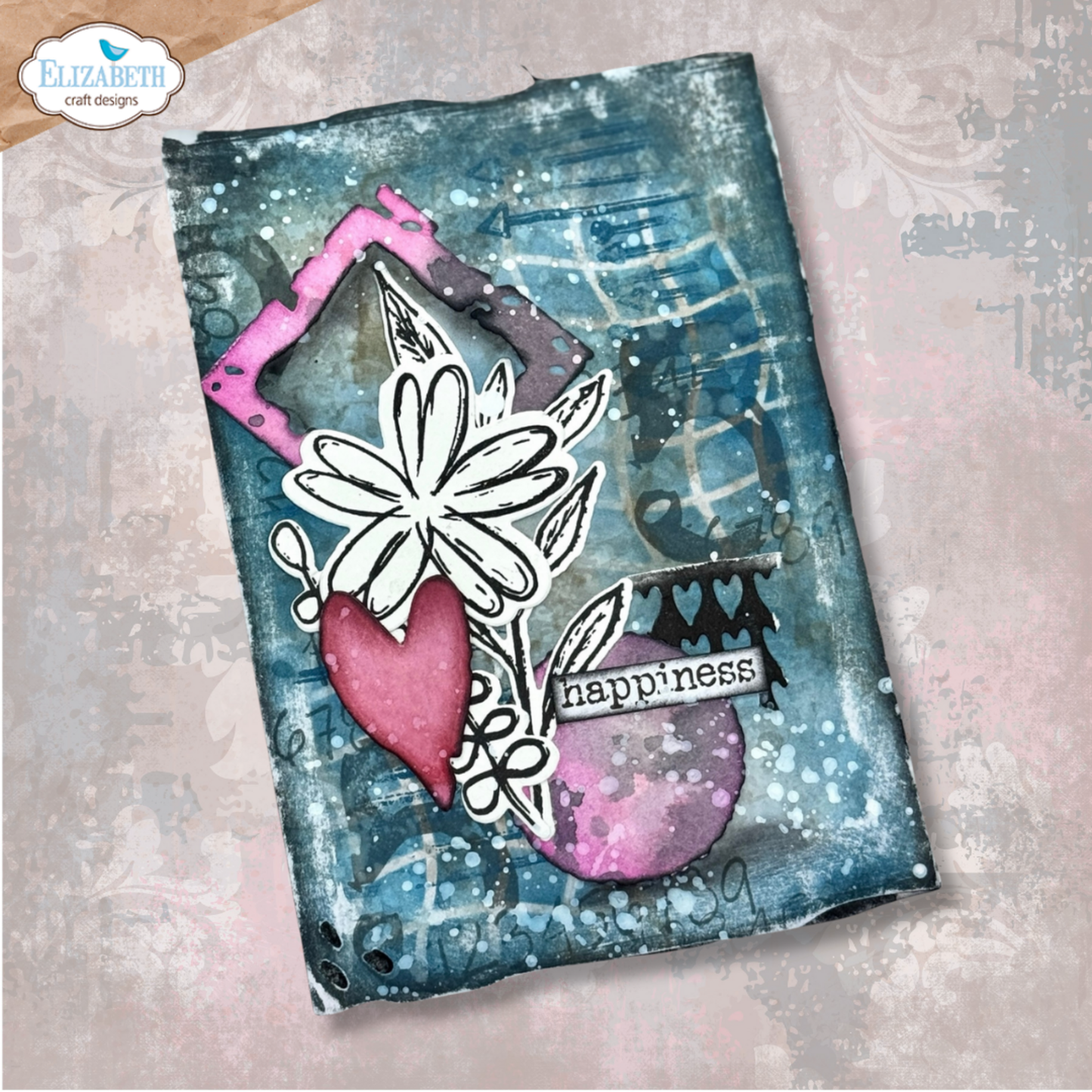 Elizabeth Craft Designs Hello You! Stamp and Die Set Flower Scribbles