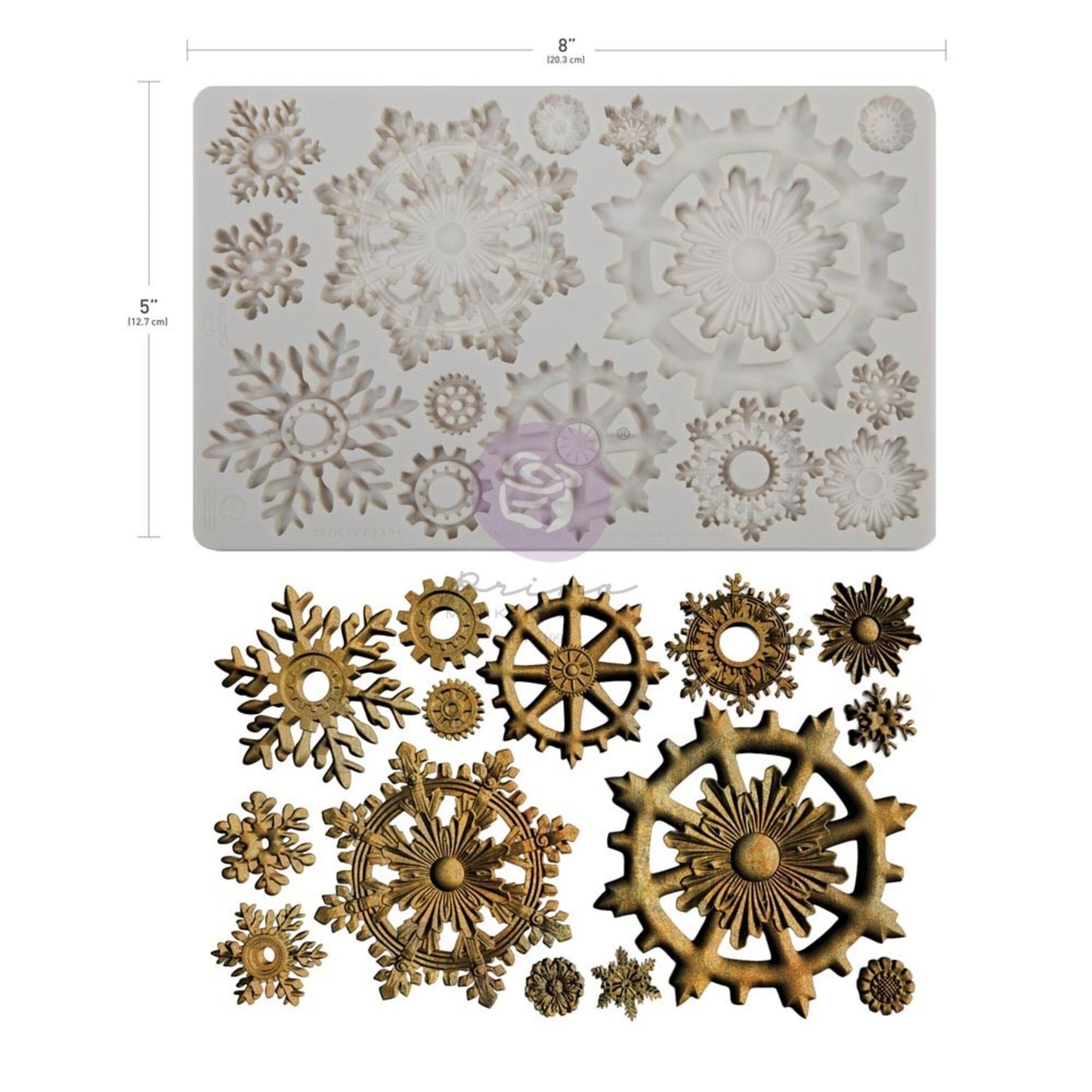 Prima Marketing Finnabair Frosty Gears 5x8 Inch Decor Mould