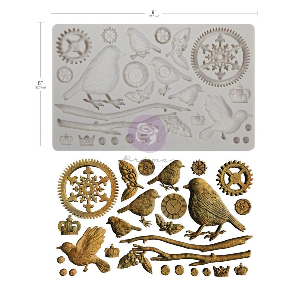 Prima Marketing Finnabair Mechanical Robins 5x8 Inch Decor Moulds