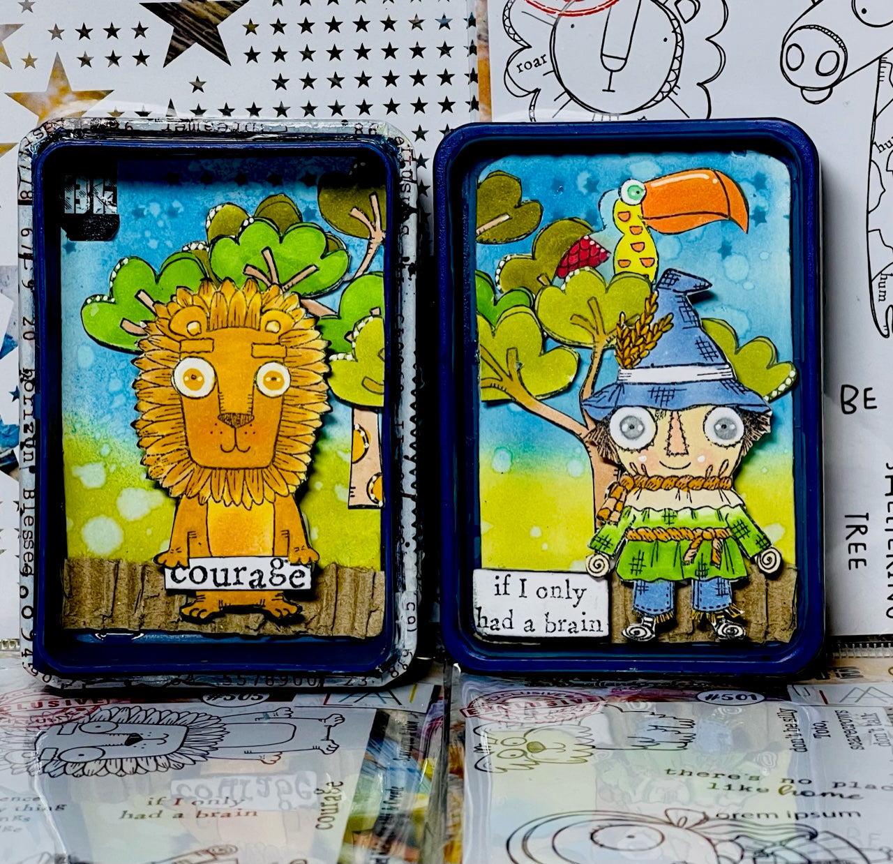 #505 - A7 Clear Stamp Set - Scarecrow & Lion