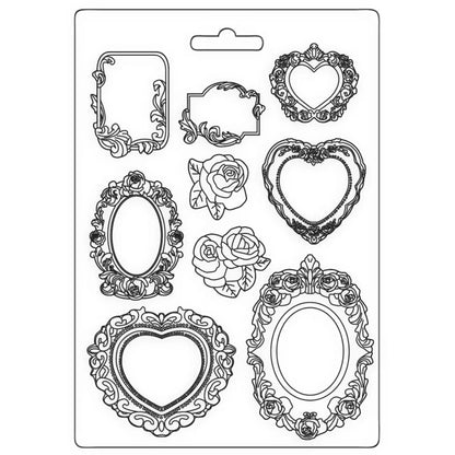 Stamperia Soft Mould A4 Garden Of Promises Frame With Flowers