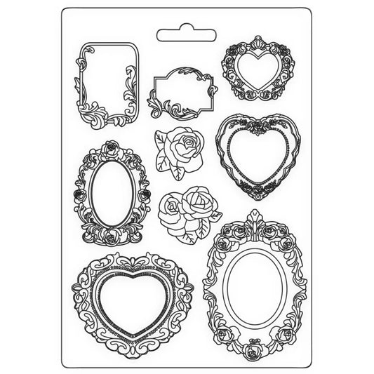 Stamperia Soft Mould A4 Garden Of Promises Frame With Flowers