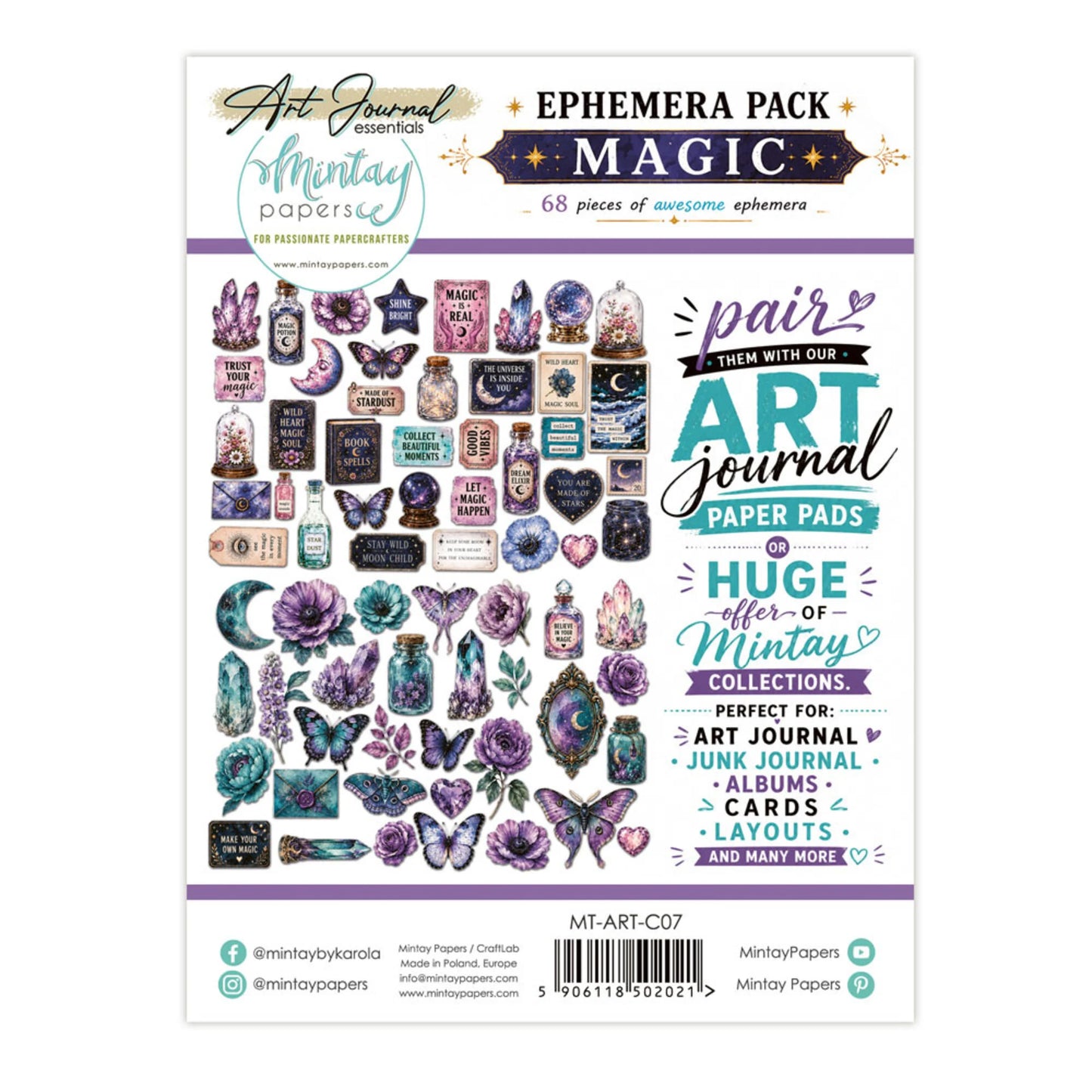 Mintay Art Journal Ephemera Pack Magic (68pcs)