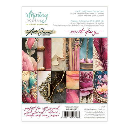 Mintay Art Journal Paper Pad 6x8 Inch Secret Diary