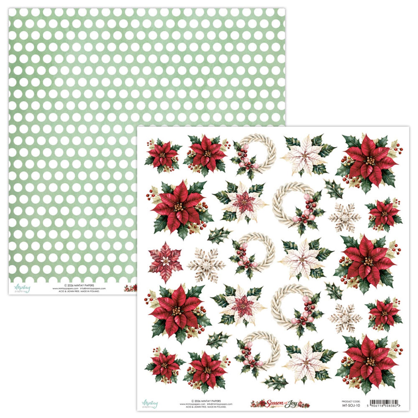 Mintay Season of Joy 12x12 Inch Fussy Cut Floral Paper