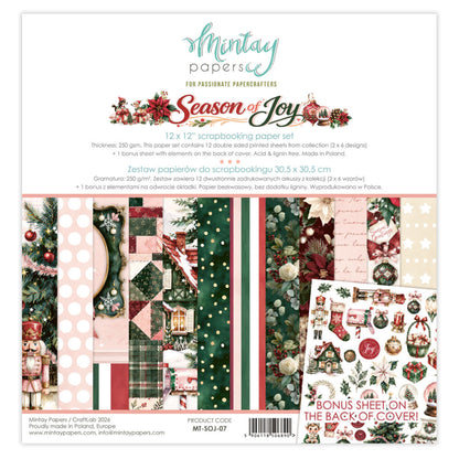 Mintay Season of Joy 12x12 Inch Scrapbooking Paper Set