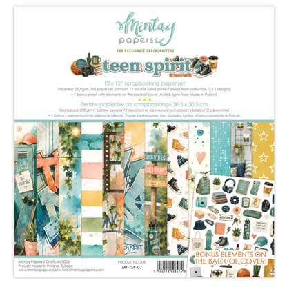 Mintay Teen Spirit 12x12 Inch Scrapbooking Paper Set