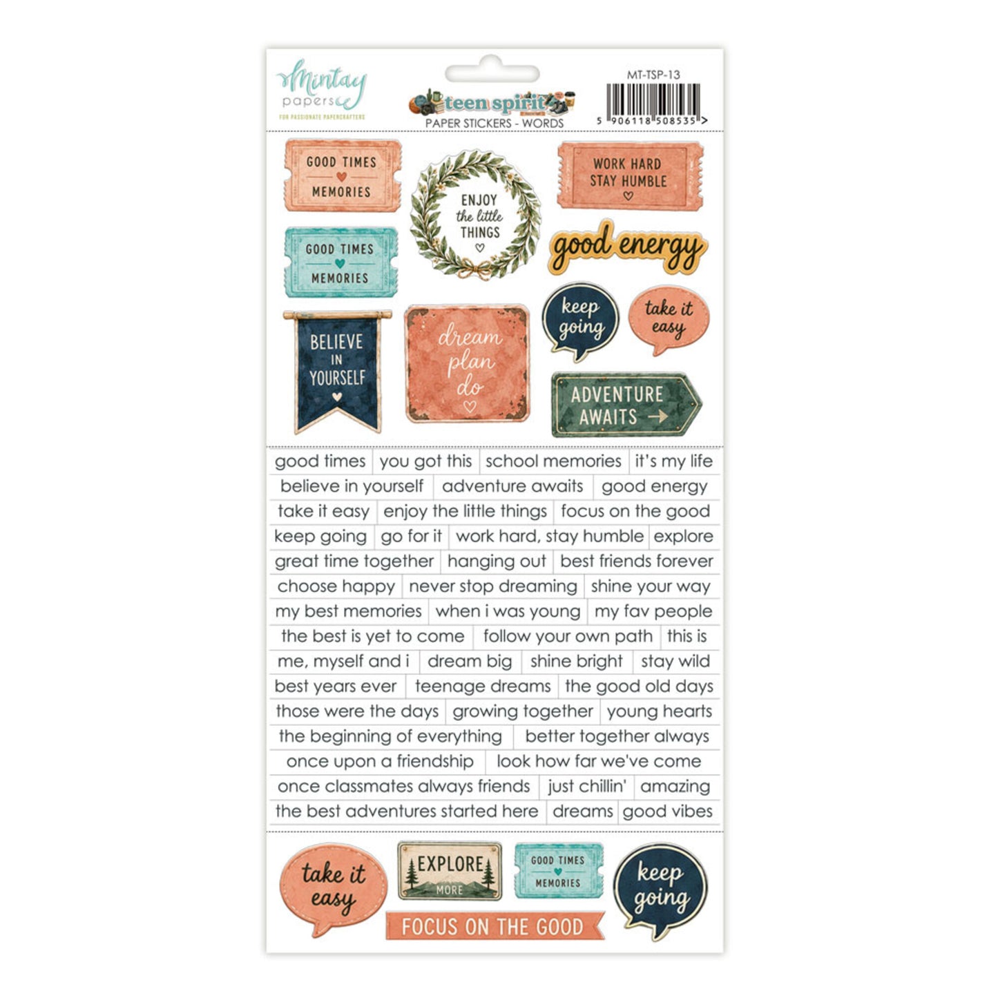 Mintay Teen Spirit 6x12 Inch Paper Stickers Words