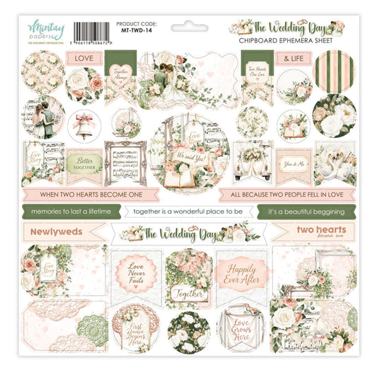 Mintay The Wedding Day 12x12 Inch Chipboard Ephemera Sheet
