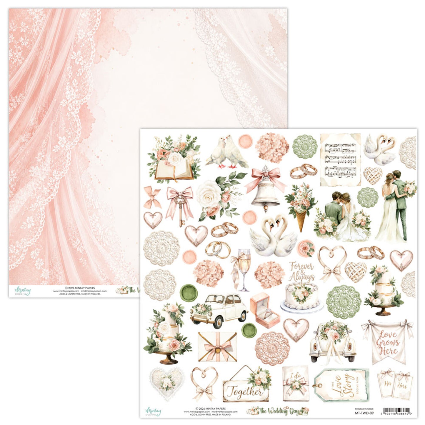 Mintay The Wedding Day 12x12 Inch Paper Elements