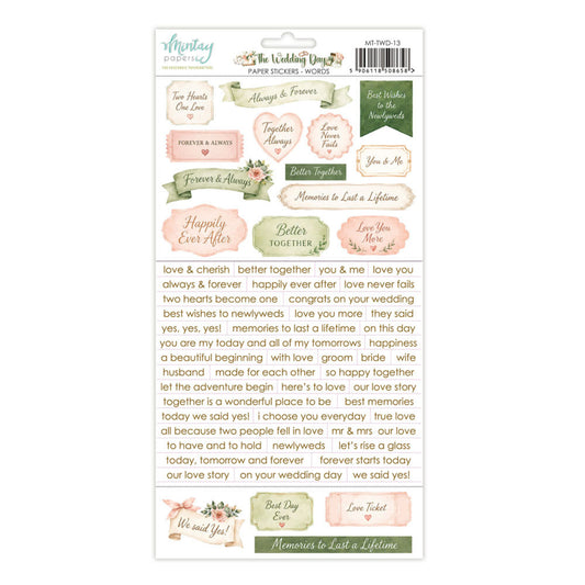 Mintay The Wedding Day 6x12 Inch Paper Stickers Words