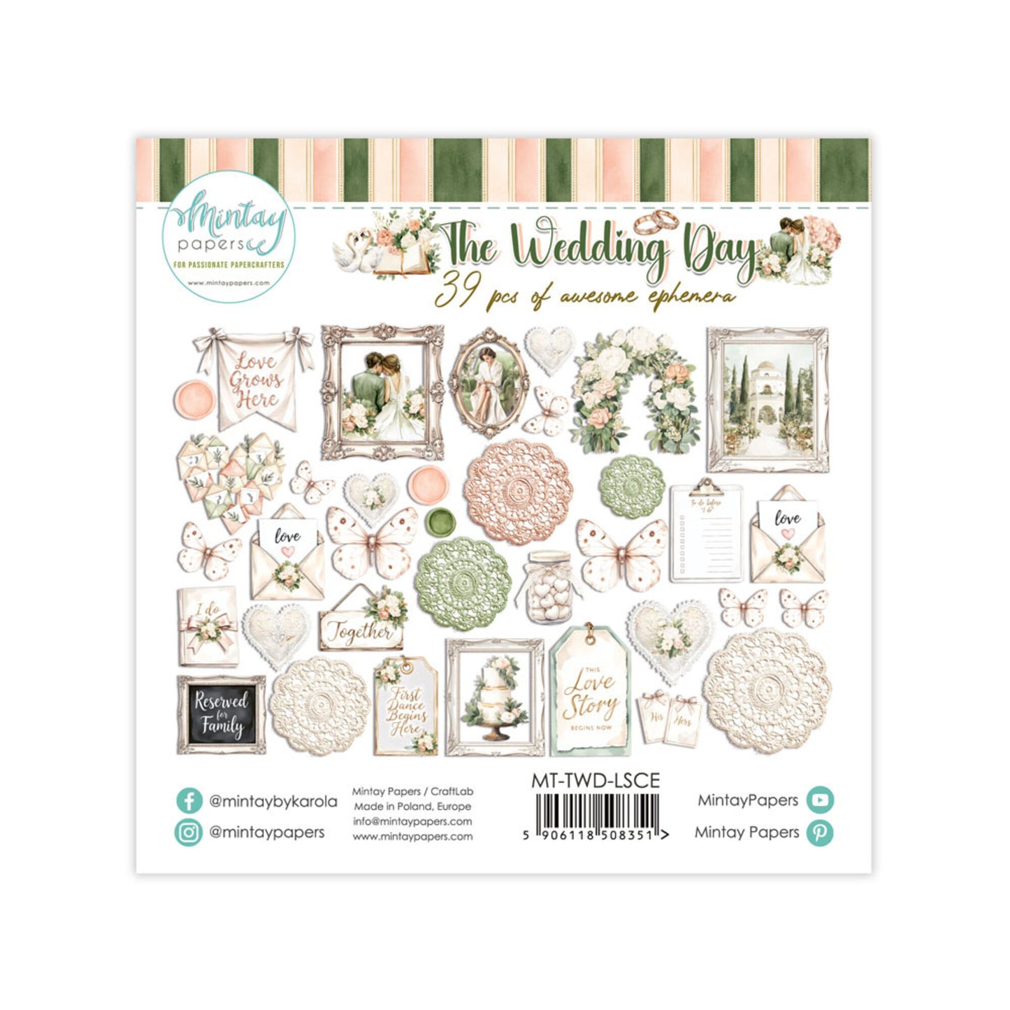 Mintay The Wedding Day Paper Ephemera (39pcs)