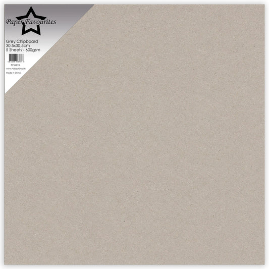 Paper Favourites Grey Chipboard 12x12 Inch 600g (5pcs)