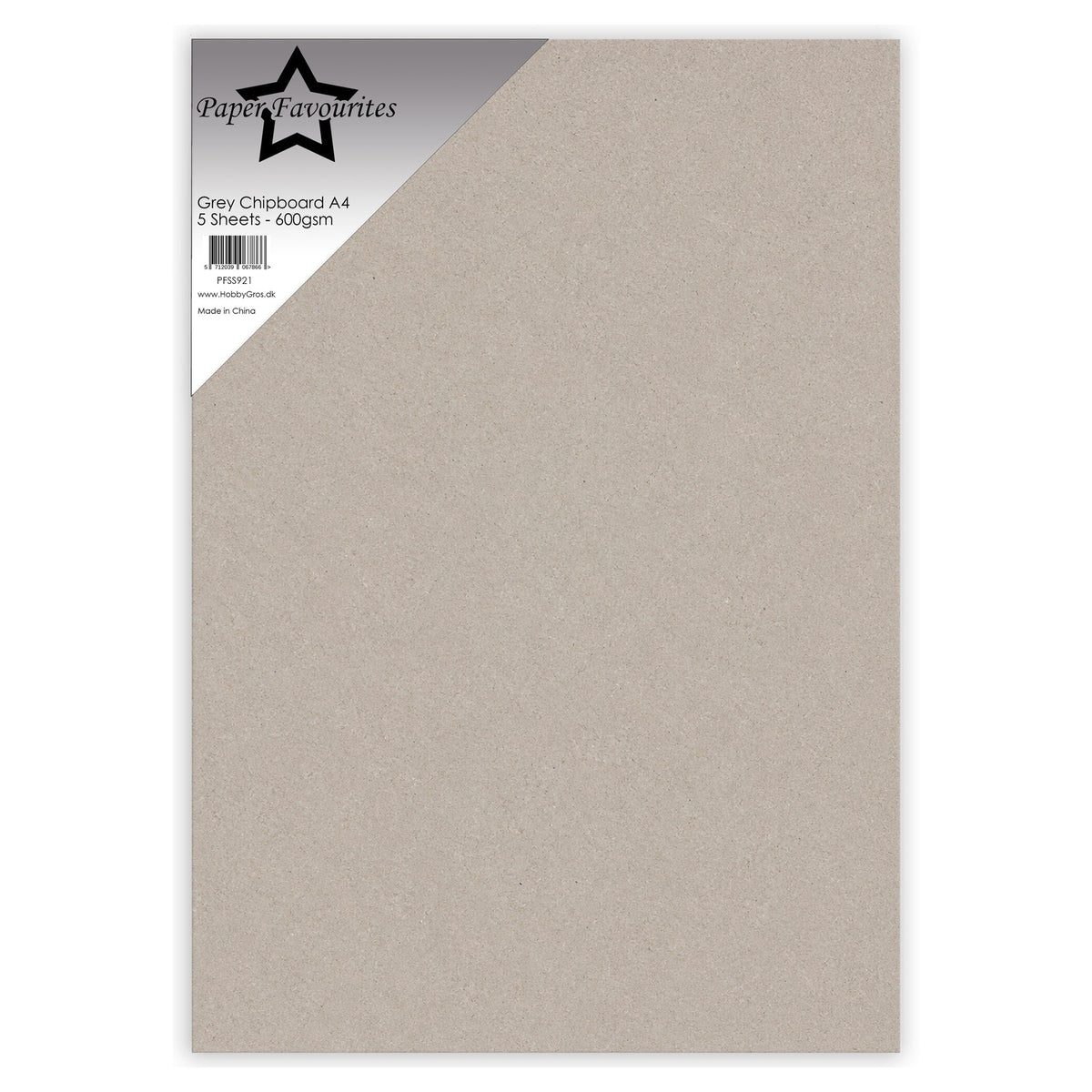 Paper Favourites Grey Chipboard A4 600g (5pcs)