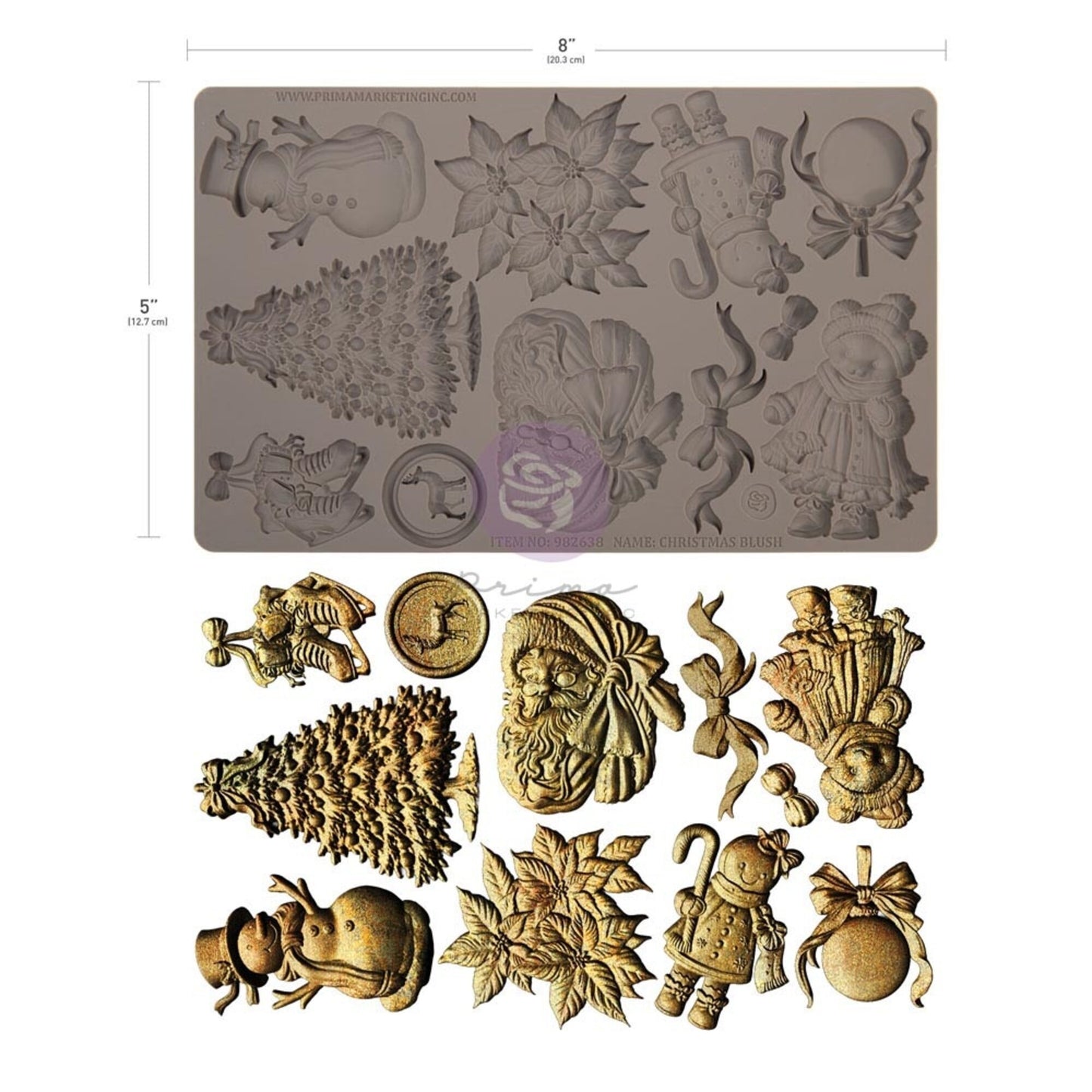 Prima Marketing Christmas Blush 5x8 Inch Silicone Mould by Frank Garcia