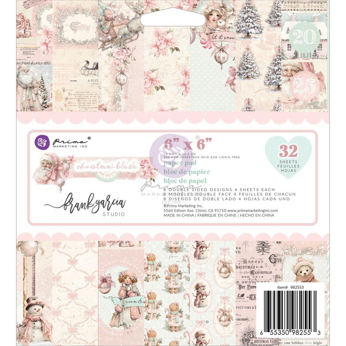 Prima Marketing Christmas Blush 6x6 Inch Paper Pad by Frank Garcia