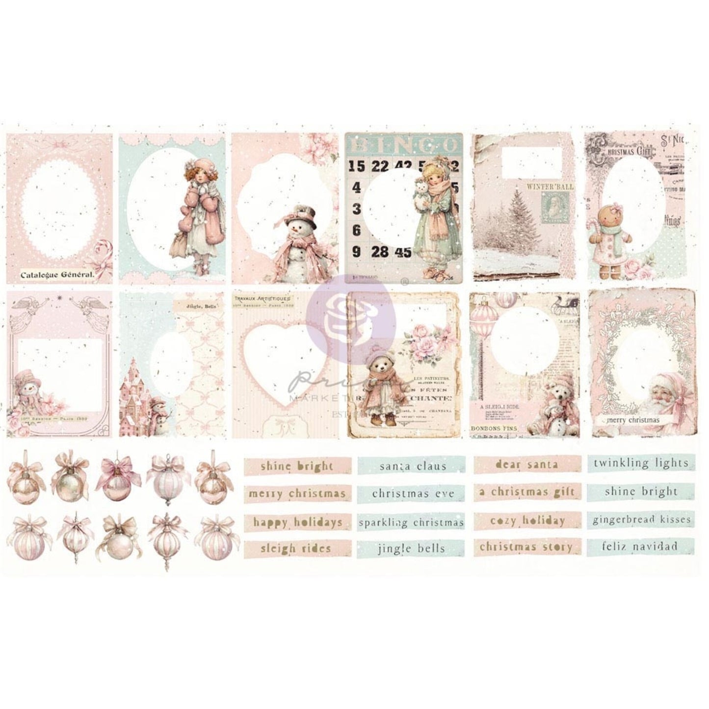 Prima Marketing Christmas Blush Ephemera Frosty Frames (76pcs) by Frank Garcia