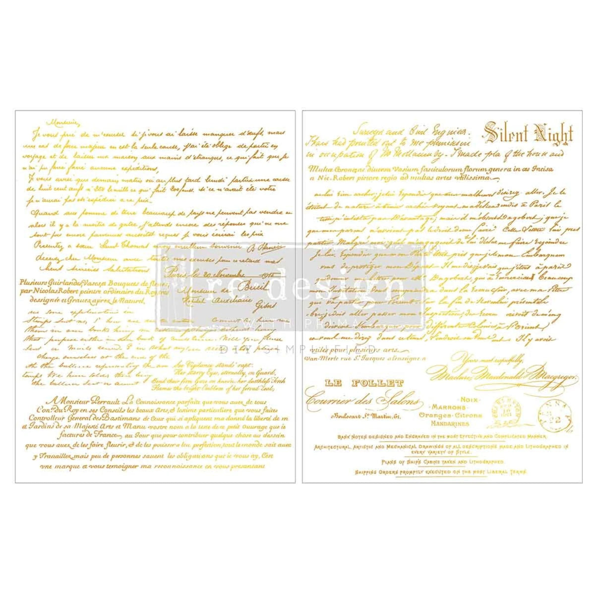 Re-Design with Prima Kacha Gilded Noel Script 8,5x11 Inch Middy Foil Transfers (2pcs)