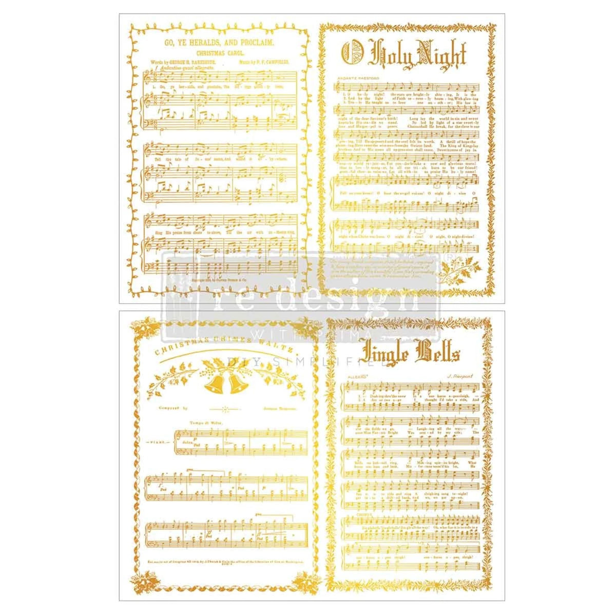 Re-Design with Prima Kacha Yuletide Symphony 8,5x11 Inch Middy Foil Transfers (2pcs)