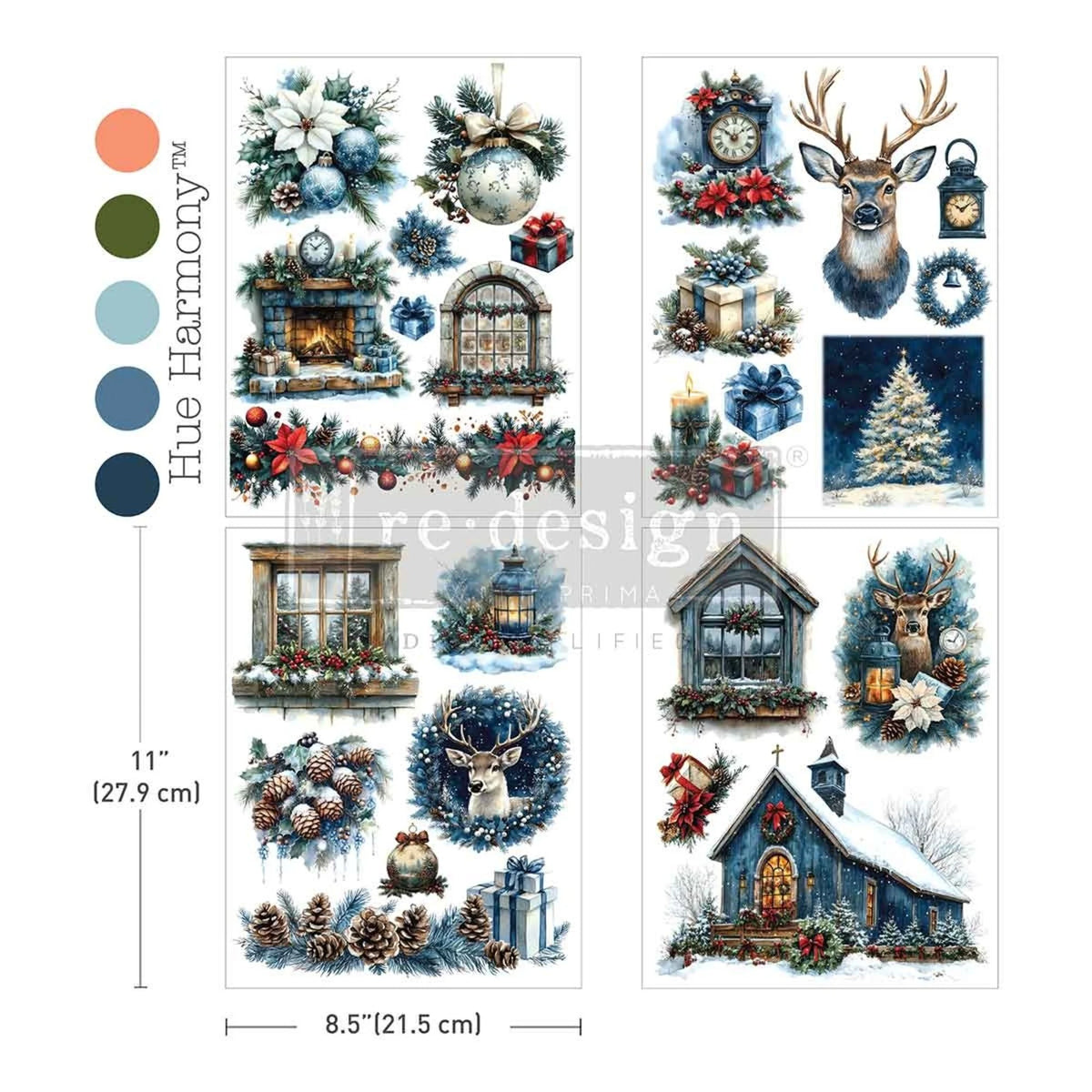 Re-Design with Prima Quiet Country Blue 8,5x11 Inch Middy Plus Transfers (4pcs)