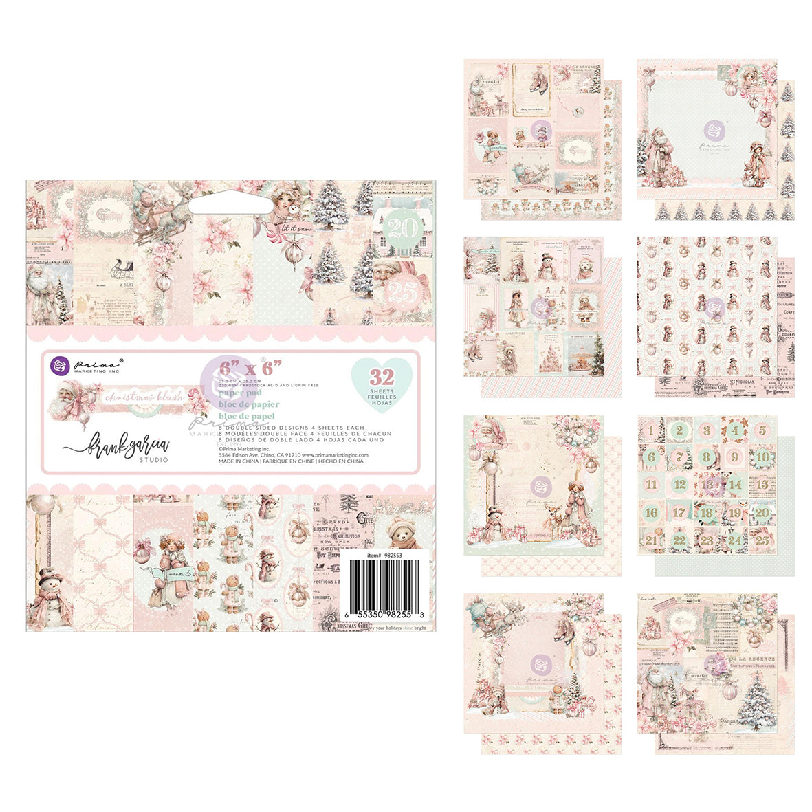 Prima Marketing Christmas Blush 6x6 Inch Paper Pad by Frank Garcia