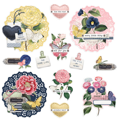 Simple Stories Simple Vintage Indigo Garden Chipboard Clusters