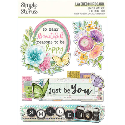 Simple Stories Simple Vintage Life in Bloom Layered Chipboard