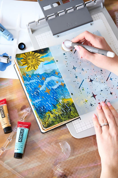 Sizzix Studio A5 Clear Stamps w/ A5 Stencils by Mark Montano Bundle