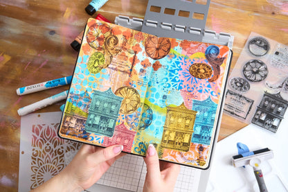 Sizzix Studio A5 Clear Stamps w/ A5 Stencils by Mark Montano Bundle