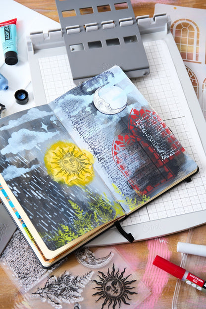 Sizzix Studio A5 Clear Stamps w/ A5 Stencils by Mark Montano Bundle