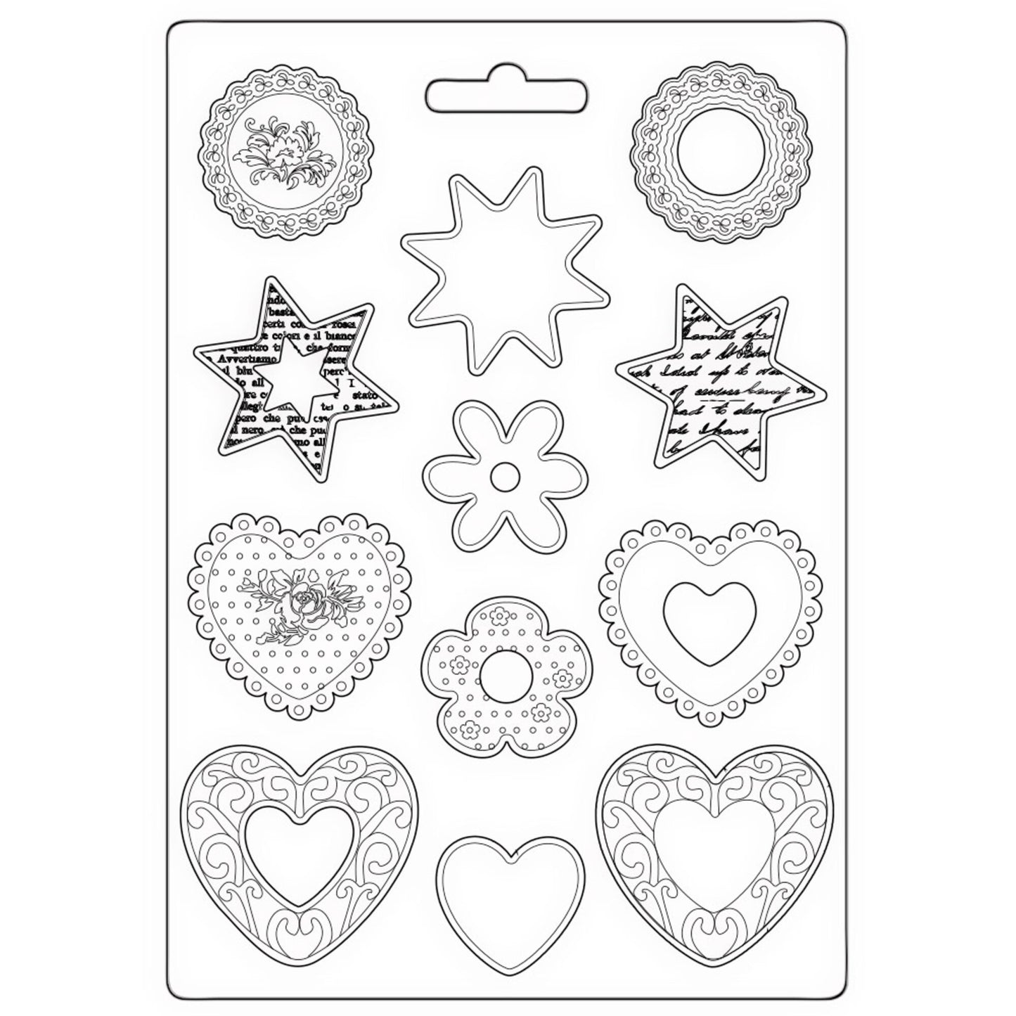 Stamperia Soft Mould A4 Blue Land Stars And Hearts