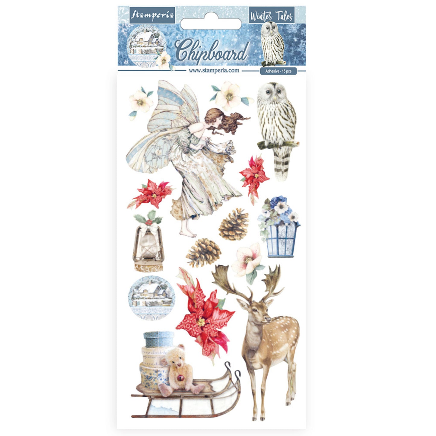 Stamperia Adhesive Shapes 15 x 30 cm Winter Tales Christmas Elements