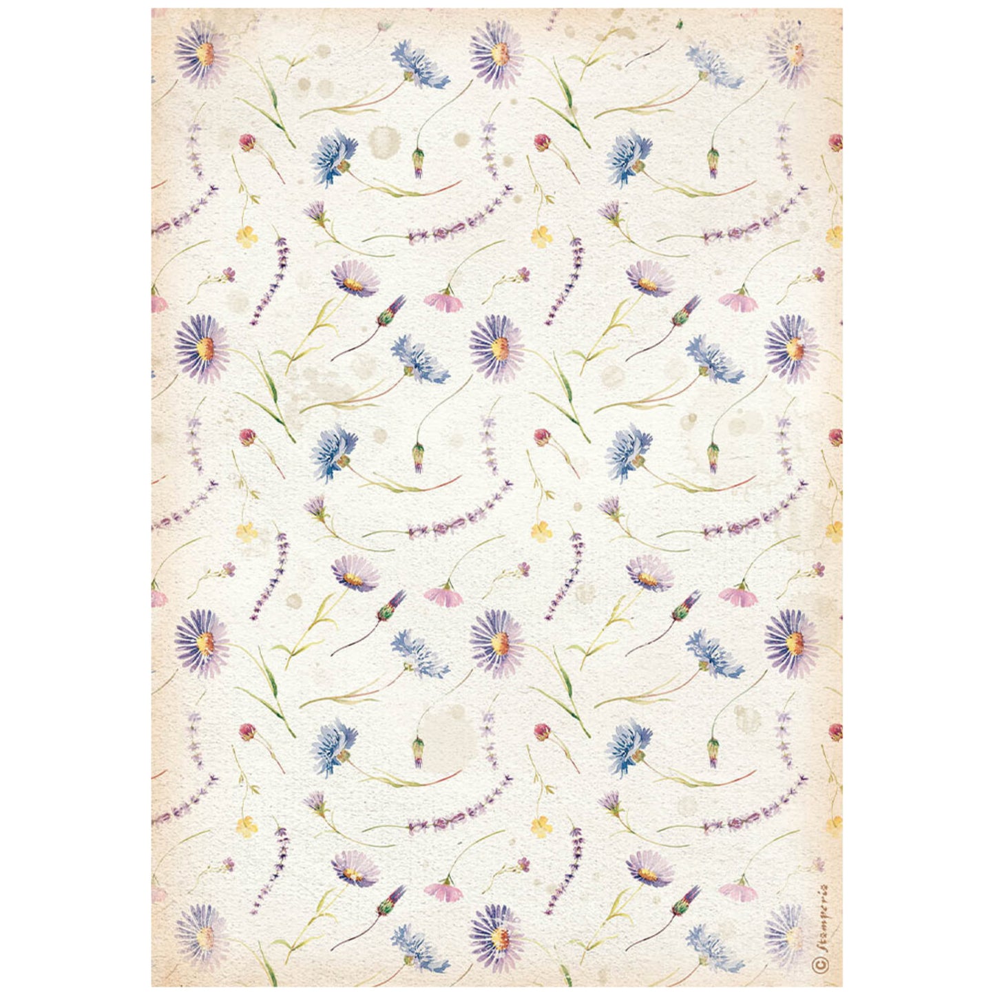 Stamperia A4 Rice Paper Create Happiness Welcome Home Blue Flowers