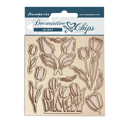 Stamperia 14x14 cm Decorative Chips Romantic Garden House Flowers