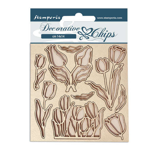 Stamperia 14x14 cm Decorative Chips Romantic Garden House Flowers