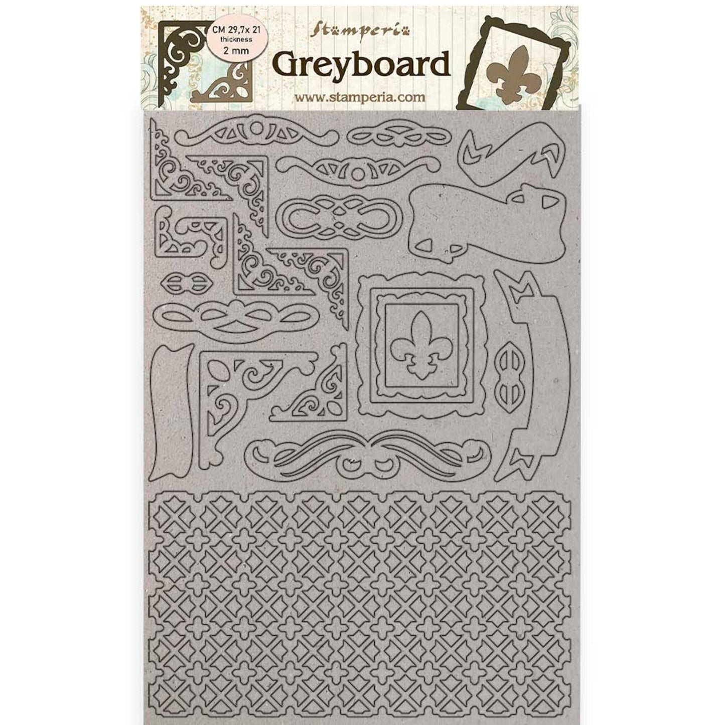 Stamperia A4 Greyboard 2 mm Sleeping Beauty Frames