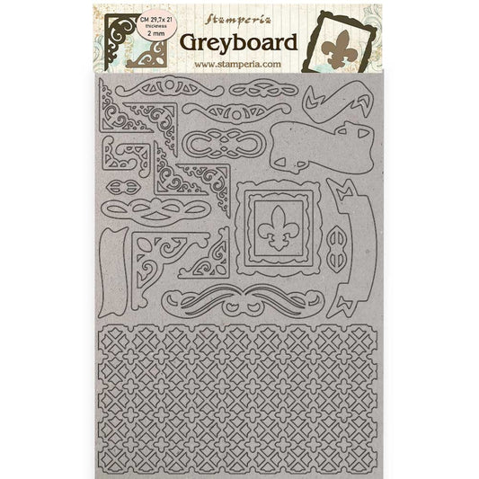 Stamperia A4 Greyboard 2 mm Sleeping Beauty Frames