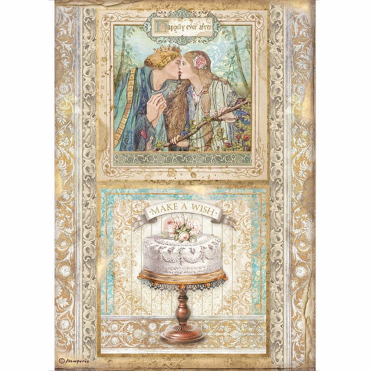 Stamperia A4 Rice Paper Sleeping Beauty Cake Frame