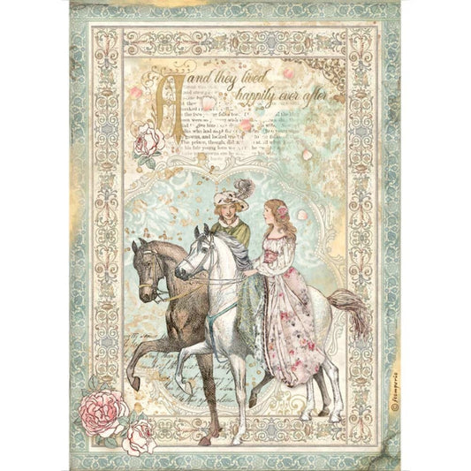 Stamperia A4 Rice Paper Sleeping Beauty Prince On Horse