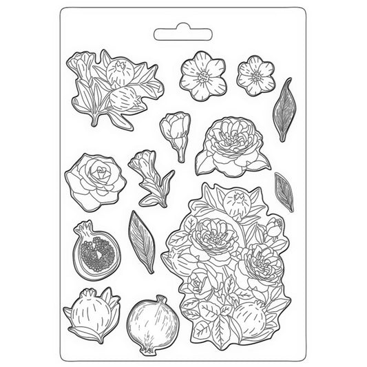 Stamperia Soft Mould A4 Casa Granada Pomegranade And Flowers