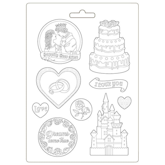 Stamperia Soft Mould A4 Sleeping Beauty Castle And Cake