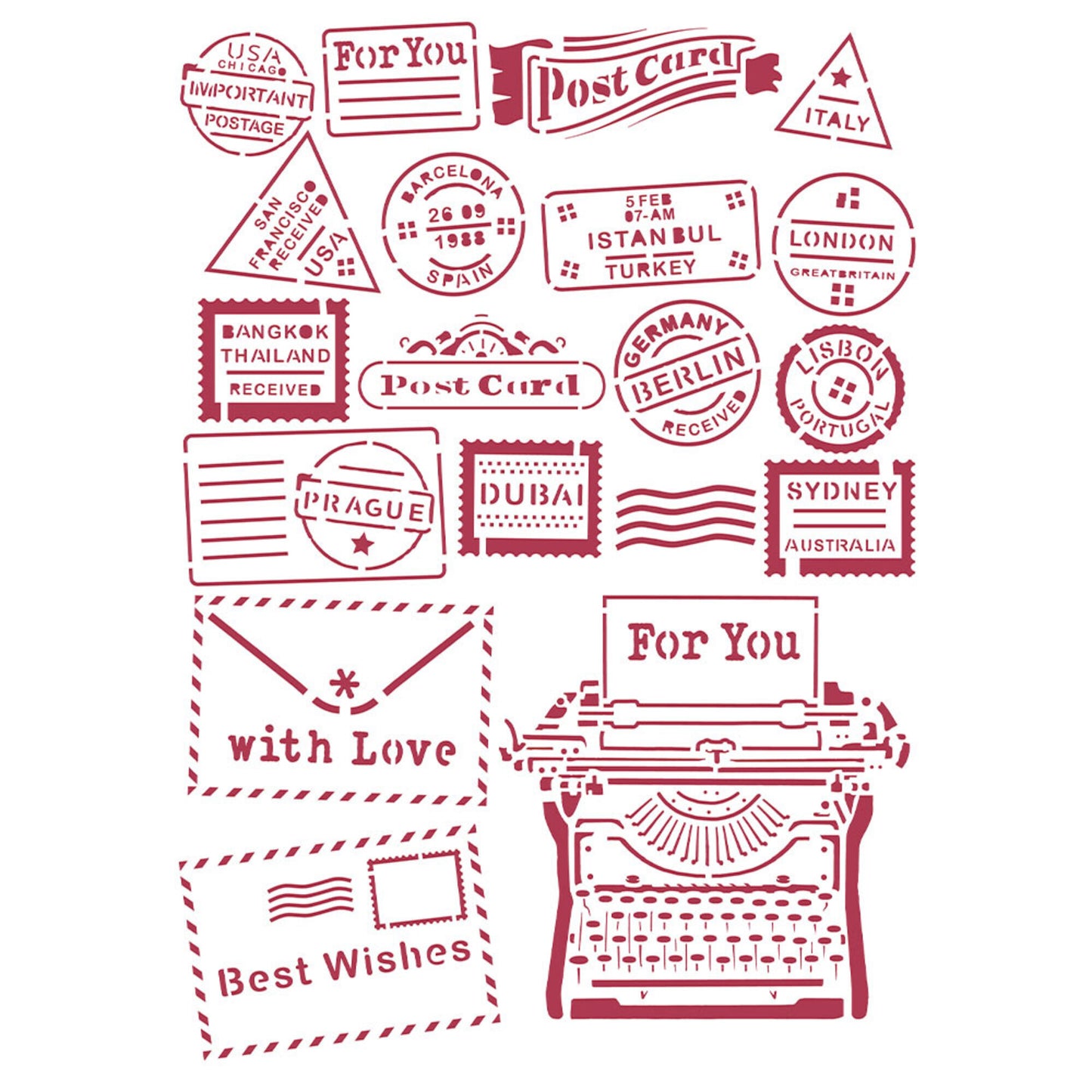 Stamperia 21 x 29.7 cm G Stencil Romantic Christmas Type Writer