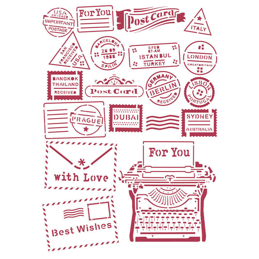 Stamperia 21 x 29.7 cm G Stencil Romantic Christmas Type Writer